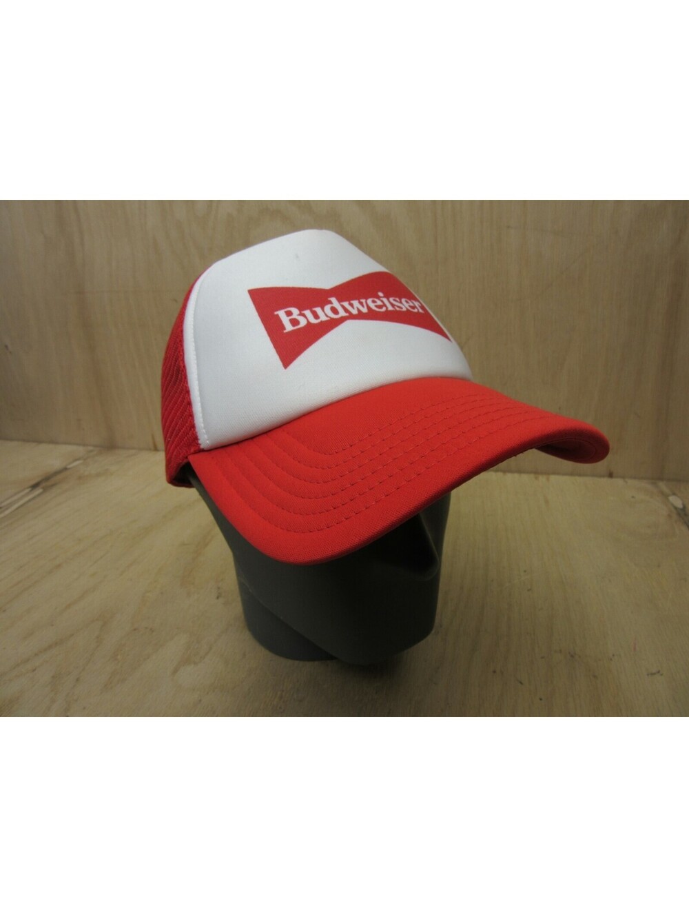 Budweiser Vintage Beer Advertising Red Mesh Back Snapback Trucker Cap Hat